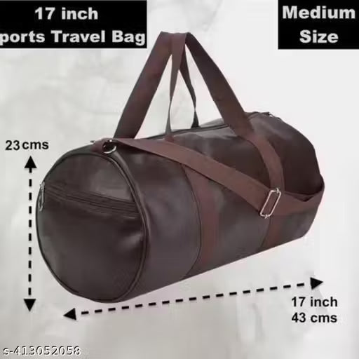 GYM SPORT DUFFLES BAG BROWN PU LEATHER GYM BAG