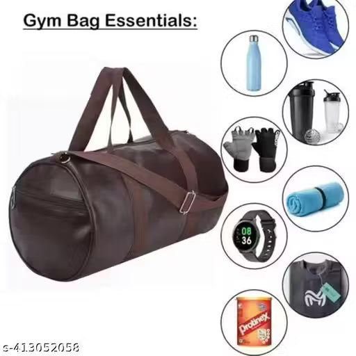 GYM SPORT DUFFLES BAG BROWN PU LEATHER GYM BAG