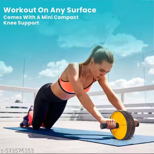 Home Gym Combo – Double Spring Tummy Trimmer | Ab Roller Wheel with Knee Mat | Push-Up Bar | Resistance Tube – Full Body Exercise Fitness Kit