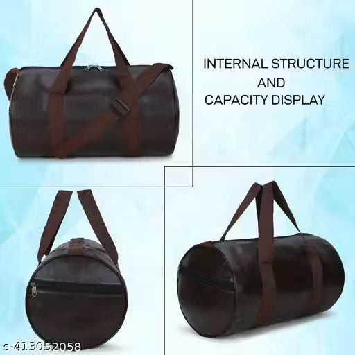 GYM SPORT DUFFLES BAG BROWN PU LEATHER GYM BAG